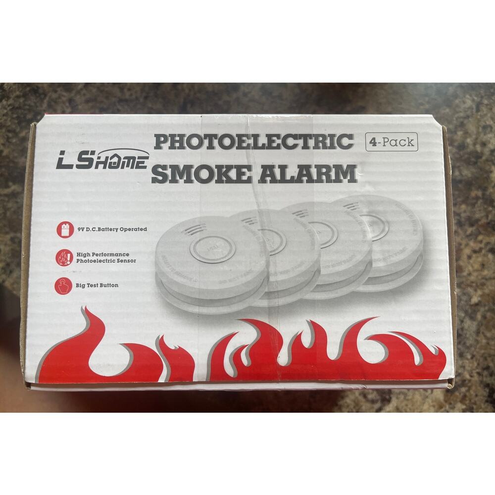 New, Box of 3 Photoelectric Smoke Fire Detector Alarm with Mounting Hardware Inc